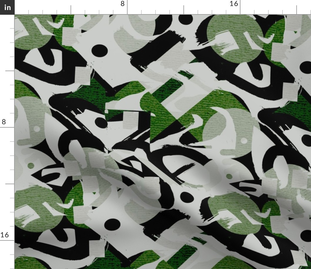 abstract artistic brushstroke camo black army green gray 