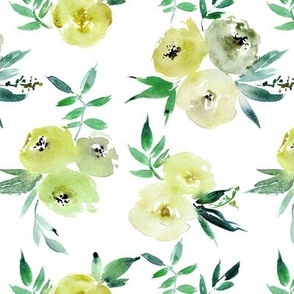 Golden Italian roses in bloom - watercolor florals - stylised rose bouquets a697-4