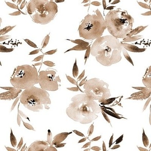 Italian roses in bloom in coffee shades - watercolor florals - stylised rose bouquets a697-5