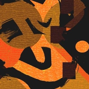 abstract artistic brushstroke orange gold black brown khaki