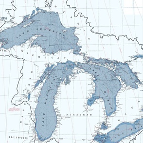 NOAA Great Lakes nautical chart #14500, cropped and recolored, 20x27"