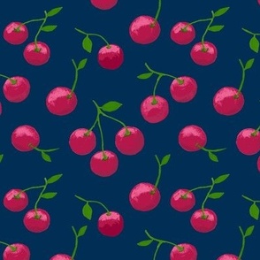 Cherry Scatter on Midnight Blue - Medium Scale