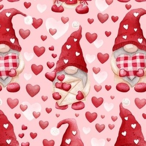 Cute watercolor gnomes Valentine´s day pink