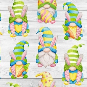 Watercolor Easter Spring gnomes 22 wood