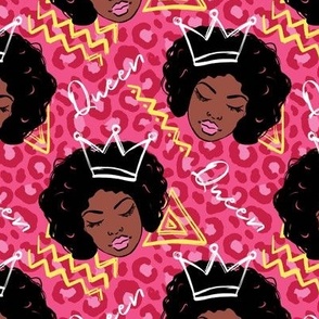 African American Black Queen tribal pink