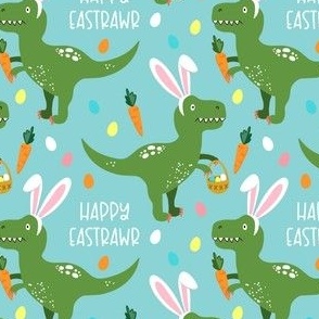 Happy Eastrawr Funny T-rex Easter Spring turquoise