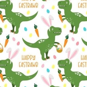 Happy Eastrawr Funny T-rex Easter Spring white