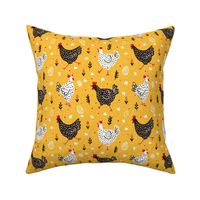 Black and white dotted Easter chickens golden yellow