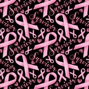 Breast cancer survivor pink ribbon black