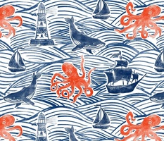 Nautical adventure block print