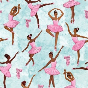 Black ballerina, african american balett dancer large scale, wallpaper turquoise