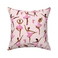 Black ballerina, african american balett dancer large scale, wallpaper dotted blush pink