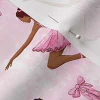 Black ballerina, african american balett dancer large scale, wallpaper light pink