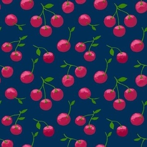 Cherry Scatter on Midnight Blue - Small Scale