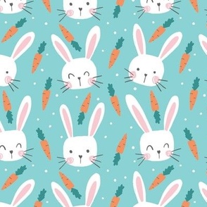 easter bunnies easter fabric turquoise