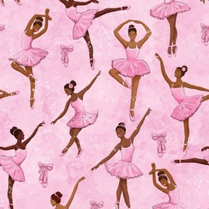 Black ballerina, african american balett dancer large scale, wallpaper pink