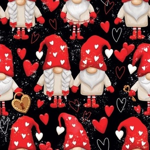 Valentines Day Gnomes black 22B
