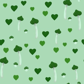 Hearts and Mushrooms Green