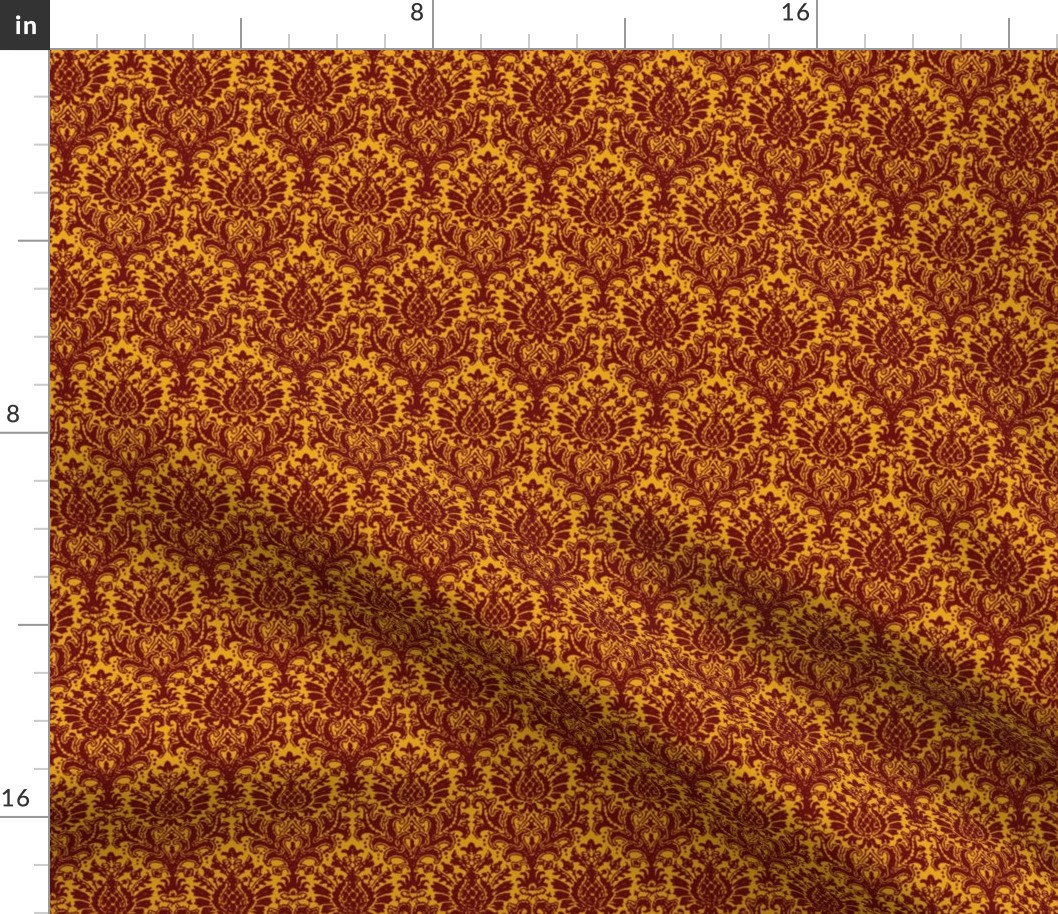 India Damask scarlet and gold