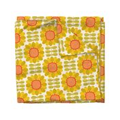 Retro Sunflower Pattern barkcloth texture yellow XL wallpaper scale by Pippa Shaw