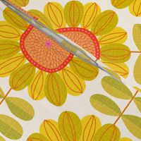 Retro Sunflower Pattern barkcloth texture yellow XL wallpaper scale by Pippa Shaw