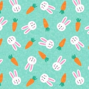(extra small scale) bunnies and carrots - aqua - easter spring - C21