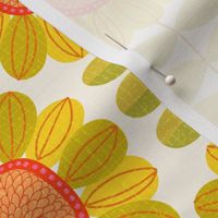 Retro Sunflower Pattern barkcloth texture yellow L wallpaper scale by Pippa Shaw