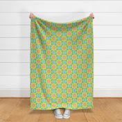 Retro Sunflower Pattern barkcloth texture turquoise L wallpaper scale by Pippa Shaw