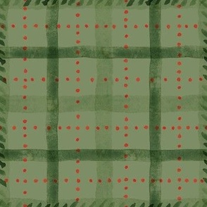 Watercolor Christmas Plaid Light green on Sage Matching with petal solids Medium scale