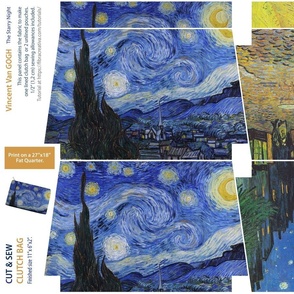 The Starry Night DIY clutch bag - Van Gogh fabric panel 