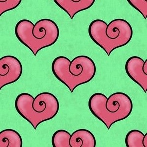 Hearts on green