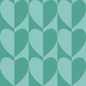 Mod Geo Hearts / Chloe / Mid Mod / Retro / 60s 70s / Geometric / Teal / Valentine's Day / Large