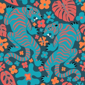 Tiger Tiger - Coral + Teal