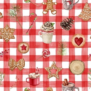 gingerbread christmas red gingham