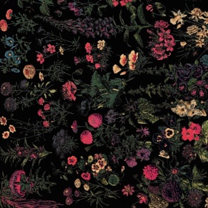  Adolphe Millot Vintage Black Floral