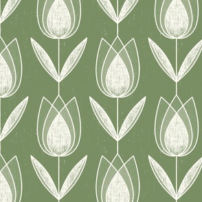 Calming tulips - sage - small size 