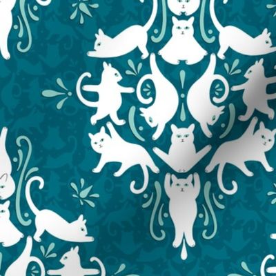 White Cat Yoga Damask - small 