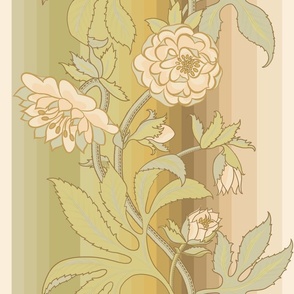 (large) Hellebore Garden Stripes / Neutral Botanical Wallpaper / largest scale, fabric: 18in x 18in; wallpaper:  12in x 12in 