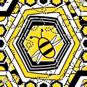 Hexagonal Honey Bee Hive, Black and Yellow