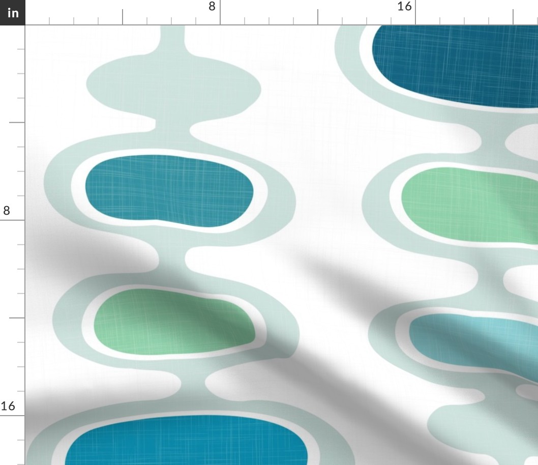 palm springs retro bubbles - jade abstract curves - coastal wallpaper