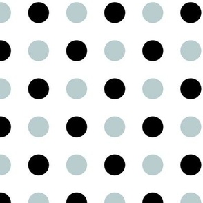 Black and light blue polka dots
