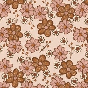 Premium Vector  Brown flower wallpaper vintage texture retro boho seamless  pattern vector ornament