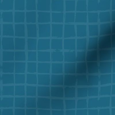 Hand Drawn Square Checks Checker in Turquoise