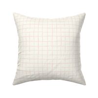 Hand Drawn Square Checks Checker in Natural Ivory and Palest Pink