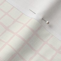 Hand Drawn Square Checks Checker in Natural Ivory and Palest Pink