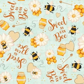 Large Scale Sweet As Can Bee Bumblebee Nursery on Soft Mint Green