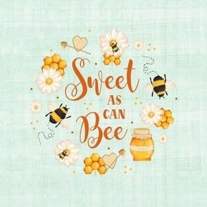 4" Circle Printed Panel Swatch for Embroidery Hoop Wall Art or Quilt Square Sweet As Can Bee Bumblebees