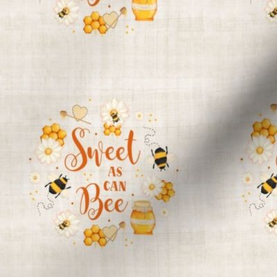 4" Circle Printed Panel Swatch for Embroidery Hoop Wall Art or Quilt Square Sweet As Can Bee Bumblebees