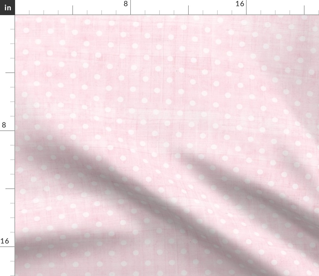 Bigger Scale Soft Pink Linen Texture and Polkadots Pale Pastels Sweet As Can Bee Nursery Coordinate 