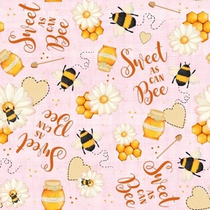  Large Scale Sweet As Can Bee Bumblebee Nursery on Soft Pastel Pink